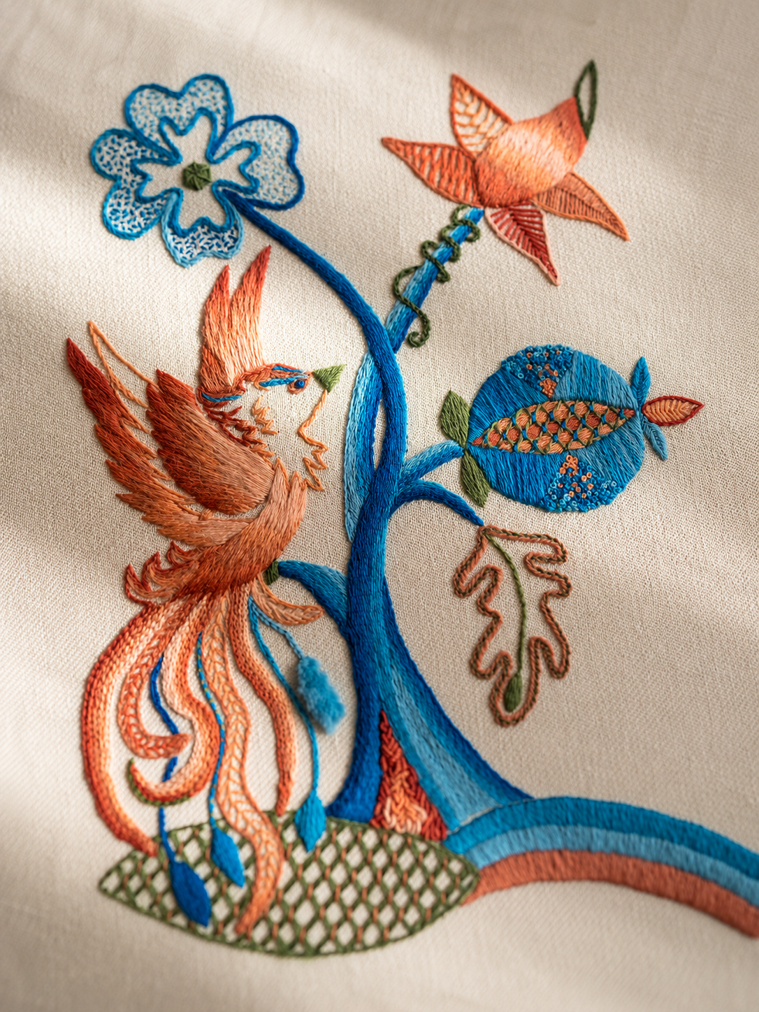 Jacobean Crewelwork, RSN Il progetto di Jacobean Crewelwork realizzato durante il corso Certificate & Diploma della Royal School of Needlework, 2021.